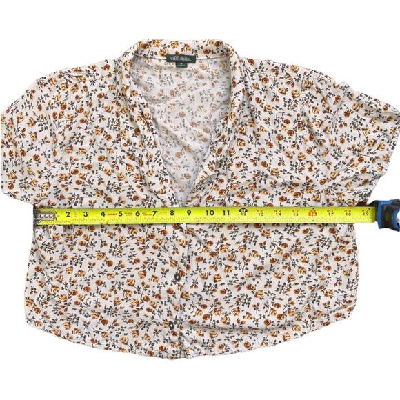 Wild Fable Floral Button-Up Blouse - White and Orange - Picture 5 of 7